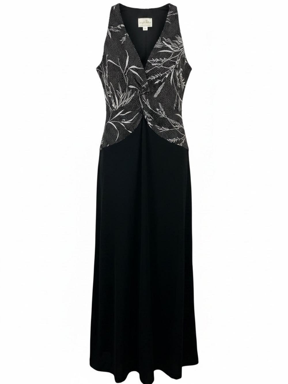 Joseph Ribkoff Couture Evening Gown Cocktail Dress Black and Silver Size Medium